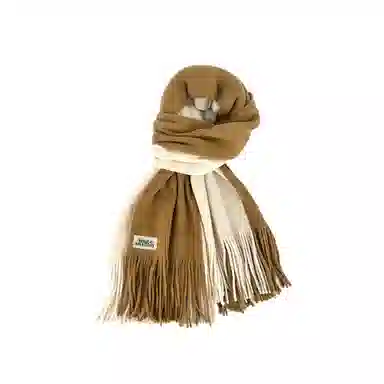 加菲猫家族 秋冬纯色拼接学院风休闲百搭保暖 绒线围巾 男女同款情侣款