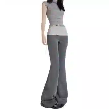 欧迪芬 拼接撞色通勤风修身低腰长裤休闲裤 女款