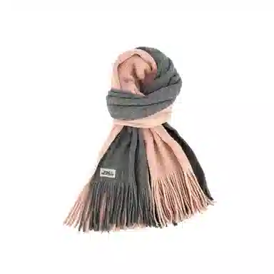 加菲猫家族 秋冬纯色拼接学院风休闲百搭保暖 绒线围巾 男女同款情侣款