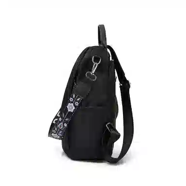 老人头 潮流刺绣百搭轻便通勤日常旅行背包 织物 双肩包 常规 女款 黑色/卡其色