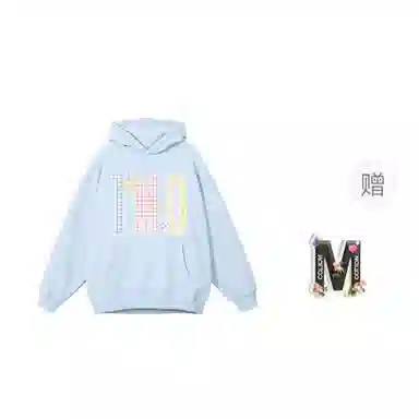 棉购 贴布绣连帽潮流刺绣加绒春秋薄款宽松时尚百搭慵懒冬季加厚长袖上衣外套卫衣 男女同款