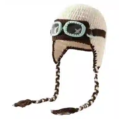 尚先生 可爱搞怪帽子女针织毛线帽秋冬季保暖护耳飞行帽显脸小防寒帽 毛绒 套头帽 男女同款情侣款