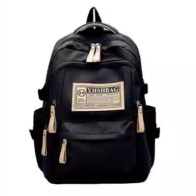 老人头 时尚复古小众设计出游轻便百搭 织物 双肩包 男女同款情侣款 红色/黑色