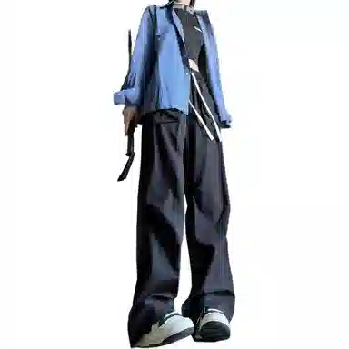 欧迪芬 工装裤春秋季宽松直筒百搭长裤子学生口袋个性抽绳潮牌休闲裤 男女同款