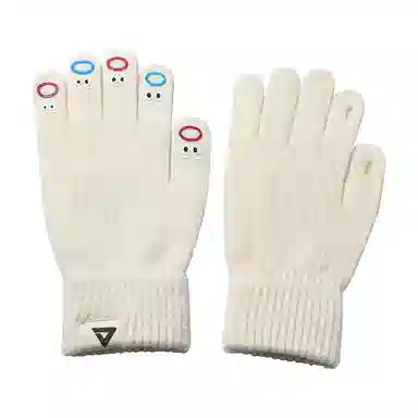 匹克 可爱表情卡哇伊 锦纶 冬季保暖绒线手套 女款