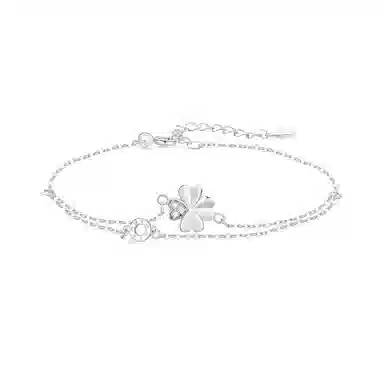 【999足银纯银 幸运四叶草】 福韵金 六桂福 好运草罗马数字圆环轻奢简约高级百搭闪耀精致甜美温柔日常通勤 银 手链 女款