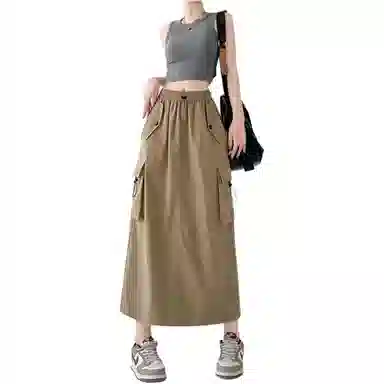 欧迪芬 纯色通勤舒适半身裙时尚复古休闲长裙 女款