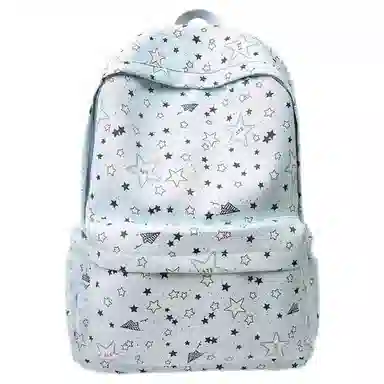 單倉 高颜值时尚星星卡通印花设计学院风通勤百搭背包初高中学生大容量轻便耐磨书包 尼龙 双肩包 常规 女款 白色/粉色/蓝色/黑色