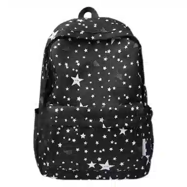 單倉 高颜值时尚星星卡通印花设计学院风通勤百搭背包初高中学生大容量轻便耐磨书包 尼龙 双肩包 常规 女款 白色/粉色/蓝色/黑色