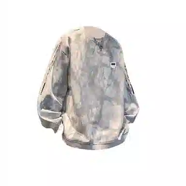 【满天星扎染满印拼接条纹】布客行 早秋开学穿搭可拆卸胸针潮牌复古美式高街国潮港风圆领落肩袖宽松舒适休闲多元素融合卫衣 男女同款