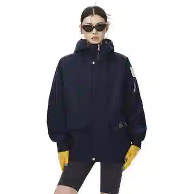 欧迪芬 美式工装风宽松上衣情侣款春秋季户外运动多口袋机能三防连帽外套夹克 男女同款