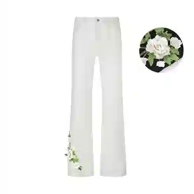 【万针刺绣3D立体浮雕】布客行 显腿长显高显瘦重工美式复古水洗直筒基础款花卉透气高街舒适亲肤休闲百搭微喇纯色长裤牛仔裤 男女同款