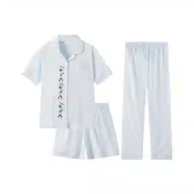静英鸾 可外穿短袖三件套舒适休闲风家居服睡衣套装 女款