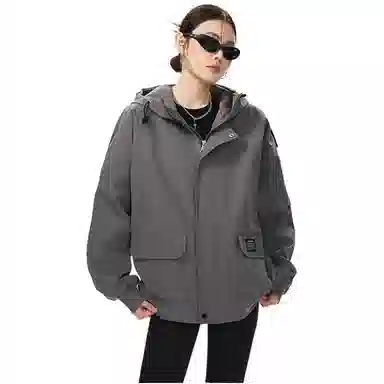 欧迪芬 美式工装风宽松上衣情侣款春秋季户外运动多口袋机能三防连帽外套夹克 男女同款