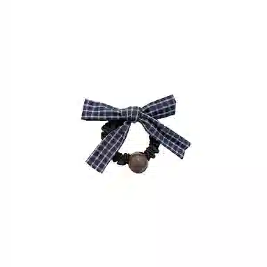 水中玉 格纹蝴蝶结圆珠小肠发圈扎头发绳韩系高马尾丸子头皮筋头饰#好运 布艺 头绳 女款