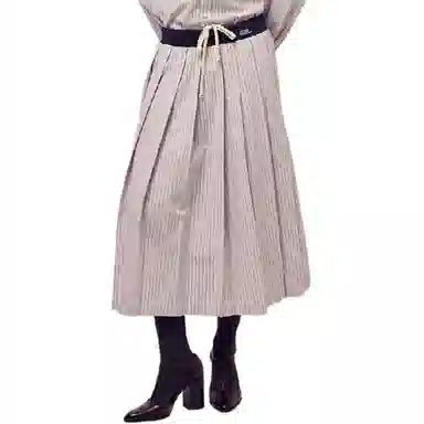 MARDI MERCREDI FW25 COTTON PLEATED MAXI SKIRT STRIPE_PINK