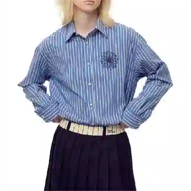 MARDI MERCREDI FW25 COTTON SHIRT STRIPE_BLUE NAVY