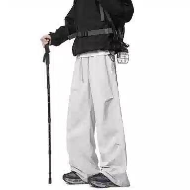 顶峰保罗 纯色宽松直筒运动伞兵裤青少年春秋穿搭美式潮牌高级感情侣潮流百搭通勤阔腿休闲裤 男女同款