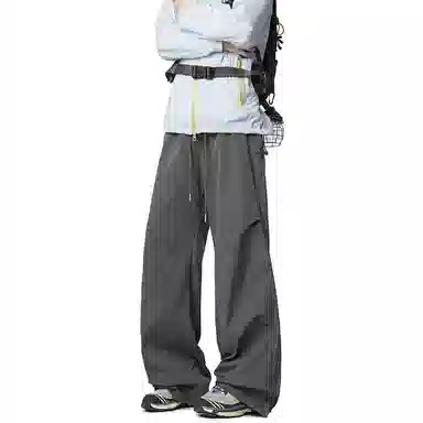 顶峰保罗 纯色宽松直筒运动伞兵裤青少年春秋穿搭美式潮牌高级感情侣潮流百搭通勤阔腿休闲裤 男女同款