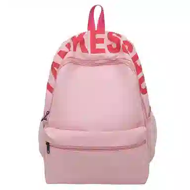 單倉 字母印花清新设计通勤百搭学院风背包初高中学生大容量轻便耐磨书包 尼龙 双肩包 常规 女款 粉色/红色/黄色/紫色/灰色/黑色