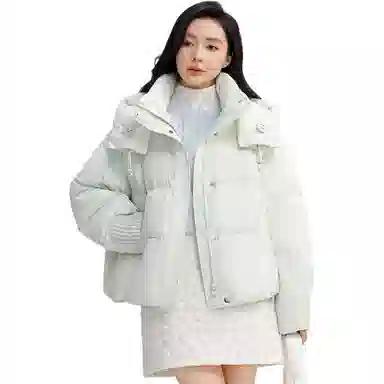 鸭鸭 经典百搭秋冬休闲时尚简约防风保暖连帽小个子短款羽绒服 女款