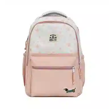 單倉 高颜值印花设计通勤百搭学院风背包初高中学生大容量轻便耐磨书包 涤纶 双肩包 常规 男女同款情侣款 粉色/红色/卡其色/黑色