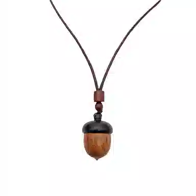 【好运松果】 色菲尔 卡通许愿瓶 民族风复古萌趣森系少女可爱小众设计时尚日常通勤学生约会百搭#锁骨链毛衣链 檀木 项链 男女同款情侣款