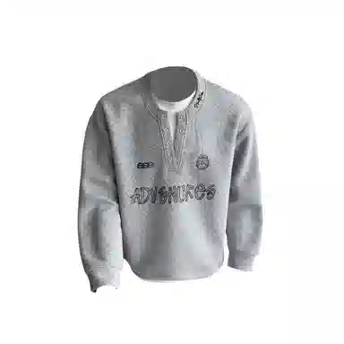 【重磅假两件】布客行 美式复古高街亨利领拼接潮流徽章字母可拆卸别针休闲运动舒适百搭学院嘻哈雅痞亲肤华棉早秋长袖卫衣 男女同款