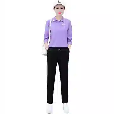 左岸 时尚简约女士百搭上衣长袖长裤舒适柔软垂感宽松高腰显瘦显高气质潮流亲肤透气日常通勤洋气减龄休闲套装 女款