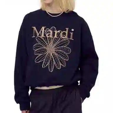MARDI MERCREDI FW25 SWEATSHIRT FLOWERMARDI NEEDLEWORK_NAVY TAUPE