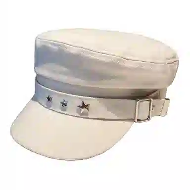 祎步康 黑色星星鸭舌帽秋冬季英伦复古贝雷帽新海军风韩版报童画家帽 棉 帽子 女款