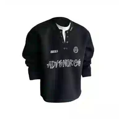 【重磅假两件】布客行 美式复古高街亨利领拼接潮流徽章字母可拆卸别针休闲运动舒适百搭学院嘻哈雅痞亲肤华棉早秋长袖卫衣 男女同款