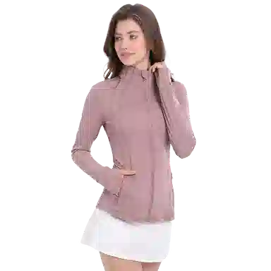 欧迪芬 立领纯色外套塑形户外运动瑜伽健身拉链训练速干透气骑行上衣塑身衣 女款