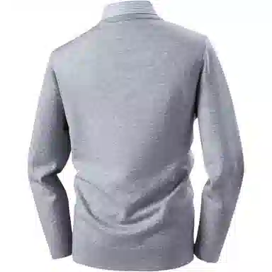 红豆 厚实保暖绵羊毛舒适衬衫领假两件秋冬针织衫内搭打底衫上衣毛衣 男款