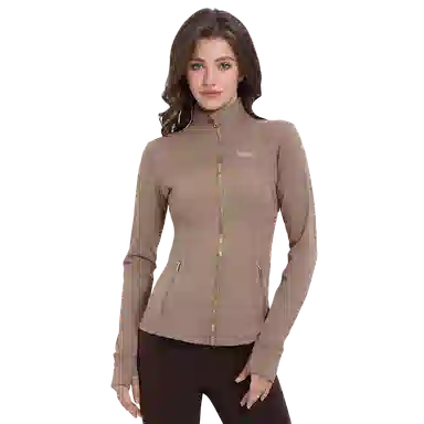 欧迪芬 立领纯色外套塑形户外运动瑜伽健身拉链训练速干透气骑行上衣塑身衣 女款