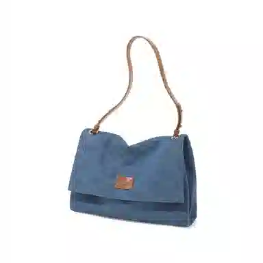 妙迪 时尚潮流百搭复古简约休闲软袋托特包 织物 单肩斜挎包 常规 女款 牛仔蓝