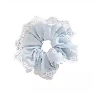 前方大荒野 蕾丝蓝花边大肠圈甜美裙边温柔迷人精致时髦小众设计轻奢独特百搭#好运 棉麻 发圈 女款