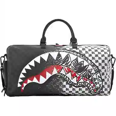 SPRAYGROUND Shark Mouth Graffiti Checkerboard PVC Bag