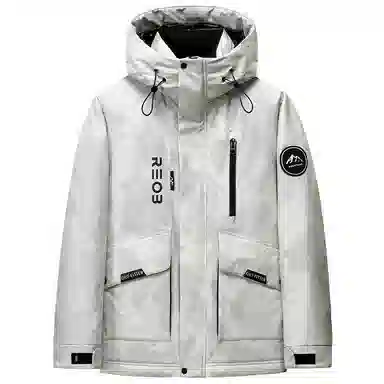 鸭鸭 山系户外风 登山休闲工装情侣宽松保暖外套加厚防寒连帽羽绒服 男女同款