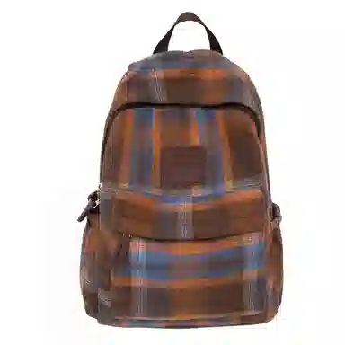 科物酷 书包复古格子大容量潮流高颜值初中高中大学生上课出游日常百搭 呢子 双肩包 男女同款情侣款 多色