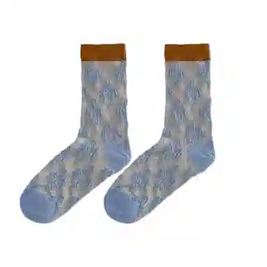 BEAR UNION Retro Colorblock Floral Socks