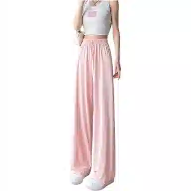 欧迪芬 小个子顺滑垂感直筒裤子冰丝裤薄款弹力裤子女士高腰宽松舒适百搭时尚轻薄透气防蚊韩版夏季防晒速干运动裤减龄慵懒风休闲裤 女款