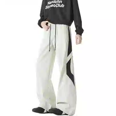 顶峰保罗 美式高街潮牌宽松直筒阔腿运动长裤青少年春秋穿搭通勤潮流百搭情侣款休闲裤 男女同款