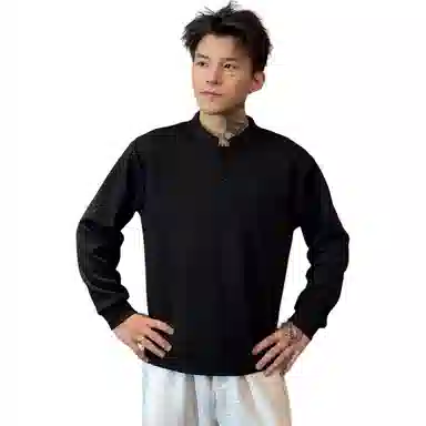 悍戈 潮流亨利领正肩拼接长袖内搭卫衣 男女同款