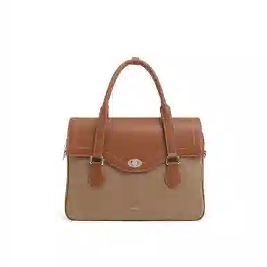 妙迪 复古百搭大容量商务高级感拼接 织物 电脑包 常规 男女同款情侣款 棠梨褐