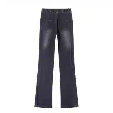 【拼接微喇显高显瘦】布客行 美式高街复古染水洗做旧亲肤柔软透气休闲百搭松紧腰长裤子废土风磨白直筒垂感阔腿修身牛仔裤 男女同款