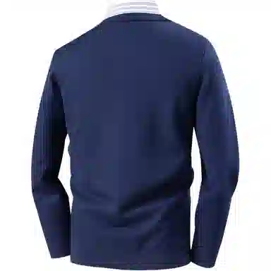 红豆 重磅厚款保暖高档提花针织衫衬衫领假两件秋冬打底衫上衣毛衣 男款