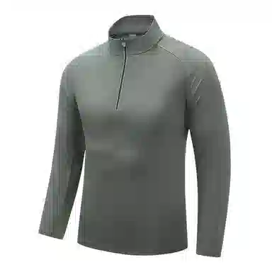 浪莎 长袖半拉链纯色常规运动风套头健身衣 男款