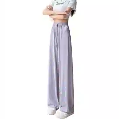 欧迪芬 小个子顺滑垂感直筒裤子冰丝裤薄款弹力裤子女士高腰宽松舒适百搭时尚轻薄透气防蚊韩版夏季防晒速干运动裤减龄慵懒风休闲裤 女款