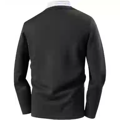 红豆 重磅厚款保暖高档提花针织衫衬衫领假两件秋冬打底衫上衣毛衣 男款